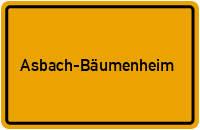Ortsschild von Gemeinde Asbach-Bäumenheim in Bayern