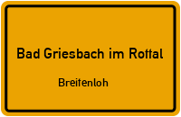 Straßen in Bad Griesbach im Rottal Breitenloh