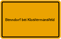 City Sign Benndorf bei Klostermansfeld