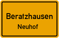 Straßenverzeichnis Beratzhausen Neuhof