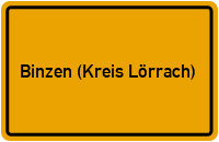 Ortsschild von Gemeinde Binzen (Kreis Lörrach) in Baden-Württemberg