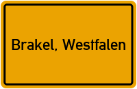 Ortsschild von Stadt Brakel, Westfalen in Nordrhein-Westfalen