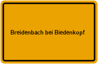 Ortsschild Breidenbach bei Biedenkopf