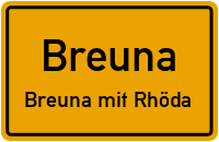 Wettesinger Straße in BreunaBreuna mit Rhöda