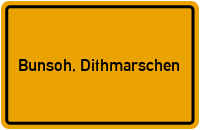 Ortsschild von Gemeinde Bunsoh, Dithmarschen in Schleswig-Holstein