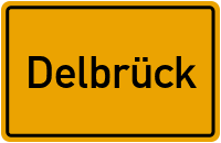 Ortsschild von Stadt Delbrück in Nordrhein-Westfalen