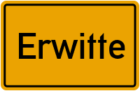 Ortsschild von Stadt Erwitte in Nordrhein-Westfalen