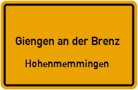 Staufener Straße in 89537 Giengen an der Brenz (Hohenmemmingen)