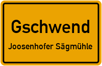Straßenverzeichnis Gschwend Joosenhofer Sägmühle