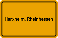 Ortsschild von Gemeinde Harxheim, Rheinhessen in Rheinland-Pfalz