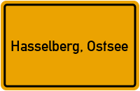 Ortsschild von Gemeinde Hasselberg, Ostsee in Schleswig-Holstein