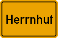 Ortsschild von Stadt Herrnhut in Sachsen