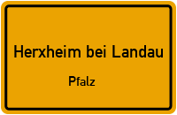 Ortsschild Herxheim bei Landau / Pfalz