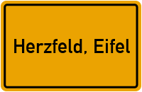 Ortsschild von Gemeinde Herzfeld, Eifel in Rheinland-Pfalz