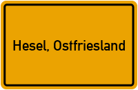 Ortsschild von Gemeinde Hesel, Ostfriesland in Niedersachsen