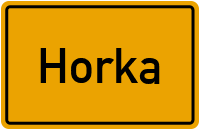 Ortsschild von Horka in Sachsen