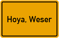 Ortsschild von Stadt Hoya, Weser in Niedersachsen