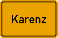 Ortsschild von Karenz in Mecklenburg-Vorpommern