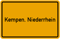 Ortsschild von Stadt Kempen, Niederrhein in Nordrhein-Westfalen