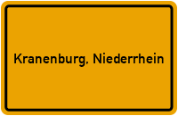 Ortsschild von Gemeinde Kranenburg, Niederrhein in Nordrhein-Westfalen