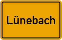 Ortsschild von Gemeinde Lünebach in Rheinland-Pfalz