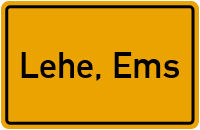 Ortsschild von Gemeinde Lehe, Ems in Niedersachsen