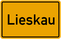 Ortsschild von Gemeinde Lieskau in Sachsen-Anhalt
