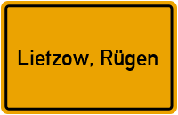 Ortsschild von Gemeinde Lietzow, Rügen in Mecklenburg-Vorpommern