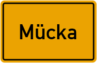 Ortsschild von Gemeinde Mücka in Sachsen
