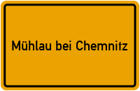 City Sign Mühlau bei Chemnitz