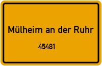 Straßen in 45481 Mülheim an der Ruhr
