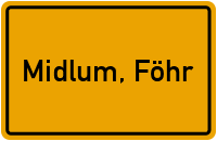 Ortsschild von Gemeinde Midlum, Föhr in Schleswig-Holstein