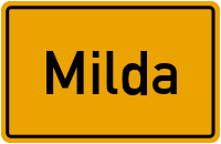 Ortsschild von Gemeinde Milda in Thüringen