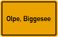 Ortsschild von Stadt Olpe, Biggesee in Nordrhein-Westfalen