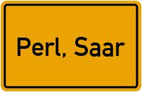 Ortsschild von Gemeinde Perl, Saar in Saarland