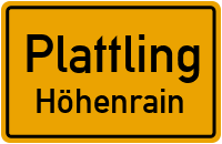 Straßenverzeichnis Plattling Höhenrain