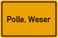 Ortsschild von Flecken Polle, Weser in Niedersachsen