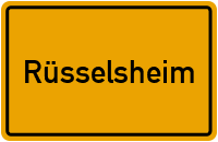 Ortsschild von Stadt Rüsselsheim in Hessen