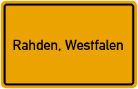 Ortsschild von Stadt Rahden, Westfalen in Nordrhein-Westfalen