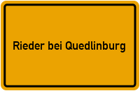 City Sign Rieder bei Quedlinburg
