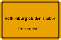 Straßenverzeichnis Rothenburg ob der Tauber Hemmendorf
