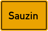 Ortsschild von Sauzin in Mecklenburg-Vorpommern
