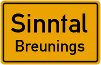 Straßenverzeichnis Sinntal Breunings