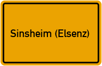 Ortsschild von Stadt Sinsheim (Elsenz) in Baden-Württemberg