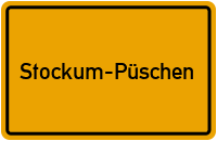 Ortsschild von Gemeinde Stockum-Püschen in Rheinland-Pfalz