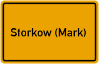 Ortsschild von Stadt Storkow (Mark) in Brandenburg