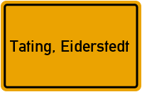 Ortsschild von Gemeinde Tating, Eiderstedt in Schleswig-Holstein