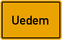 Ortsschild von Gemeinde Uedem in Nordrhein-Westfalen
