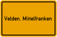 Ortsschild von Stadt Velden, Mittelfranken in Bayern