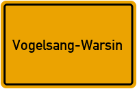 Ortsschild von Vogelsang-Warsin in Mecklenburg-Vorpommern